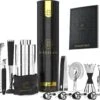 BarDeluxe® Cocktail Set - 12-Delig - Cocktailset - Cocktail Shaker Set - Inclusief Cocktail Shaker - Cocktail Recepten Boek - Cadeau Voor Man - Cadeau Voor Vrouw - Luxe Cadeauverpakking & Bewaarhoes - Cocktail Set Zilver
