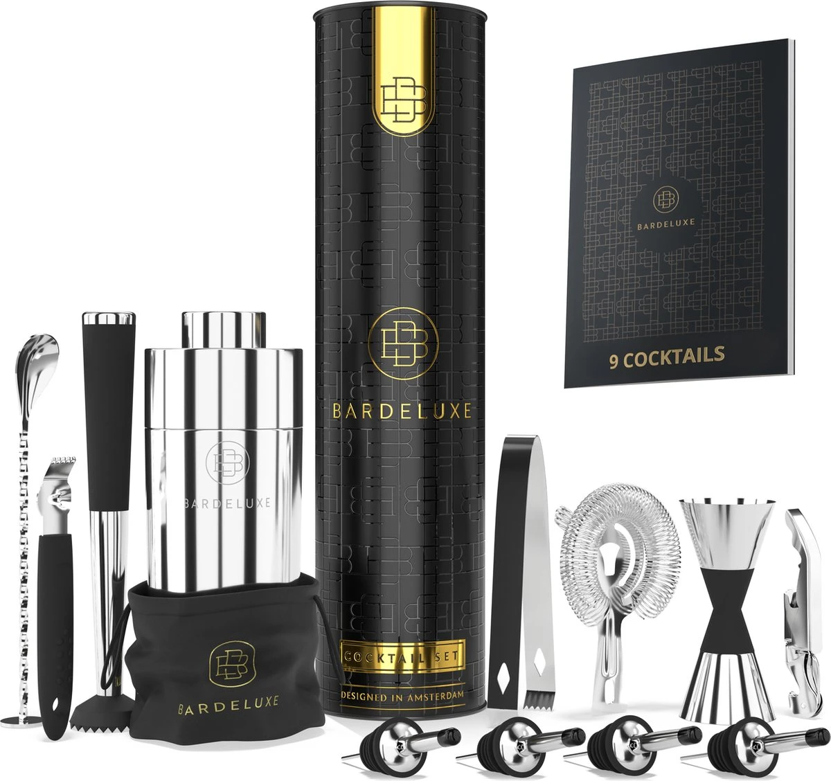 BarDeluxe® Cocktail Set - 12-Delig - Cocktailset - Cocktail Shaker Set - Inclusief Cocktail Shaker - Cocktail Recepten Boek - Cadeau Voor Man - Cadeau Voor Vrouw - Luxe Cadeauverpakking & Bewaarhoes - Cocktail Set Zilver 3 BarDeluxe® Cocktail Set - 12-Delig - Cocktailset - Cocktail Shaker Set - Inclusief Cocktail Shaker - Cocktail Recepten Boek - Cadeau Voor Man - Cadeau Voor Vrouw - Luxe Cadeauverpakking & Bewaarhoes - Cocktail Set Zilver