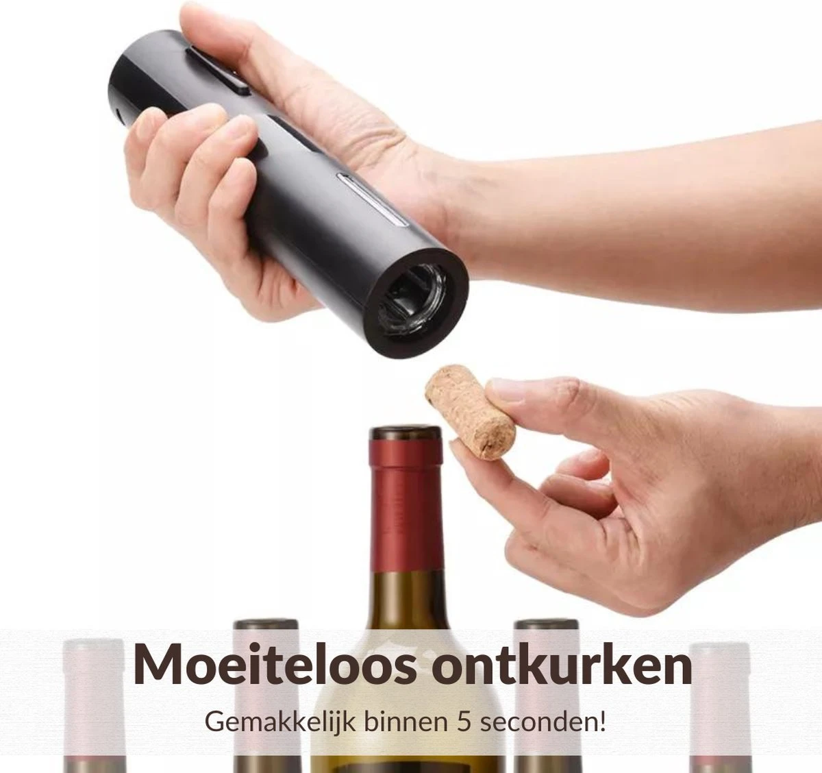 Merkloos Elektrische Kurkentrekker - Wijnopener - Luxe Set - Wijn Opener Accessoires - Kurkentrekker - Flessenopener - Wijnstopper - Foliesnijder - Complete Set 7 Merkloos Elektrische Kurkentrekker - Wijnopener - Luxe Set - Wijn Opener Accessoires - Kurkentrekker - Flessenopener - Wijnstopper - Foliesnijder - Complete Set - Afbeelding 5