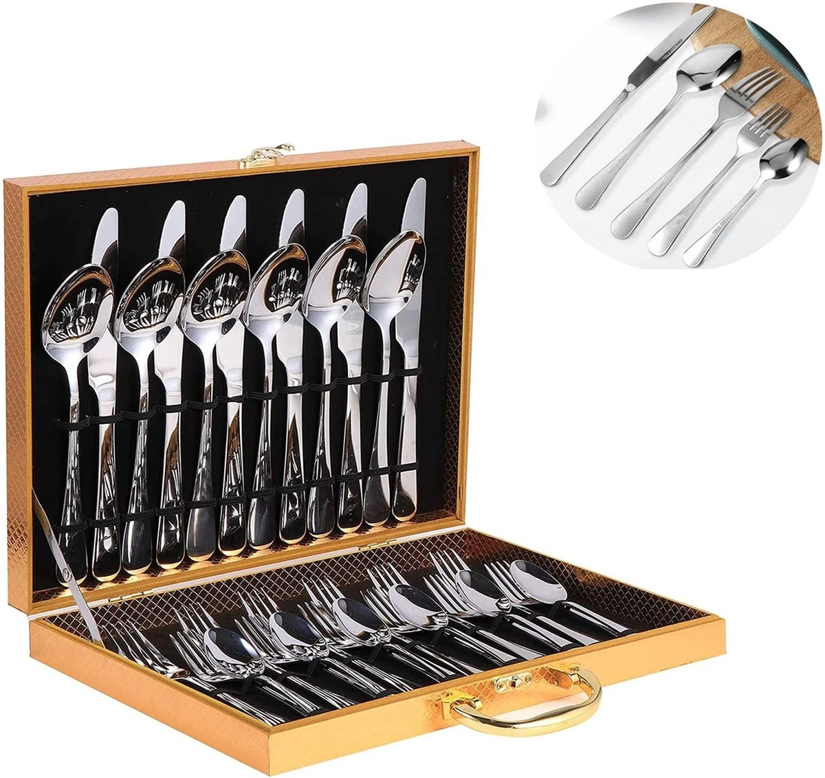 Grandlux Bestekset 6 Persoons 30-delig - Zilver Bestek - Messen, Vorken, Lepels - Cutlery Set - RVS 10 Grandlux Bestekset 6 Persoons 30-delig - Zilver Bestek - Messen, Vorken, Lepels - Cutlery Set - RVS - Afbeelding 8