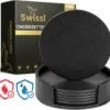 Swissl Leren Onderzetters Voor Glazen - 6 Onderleggers Met Houder - Zwarte Ronde Glasonderzetters Voor Op Tafel - Coasters - Vlak 2 Swissl Leren Onderzetters Voor Glazen - 6 Onderleggers Met Houder - Zwarte Ronde Glasonderzetters Voor Op Tafel - Coasters - Vlak -Skimask 1200x1132 6