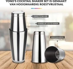 YONO Cocktail Set 10-Delig - RVS Cocktailshaker 800ml Met Bar Accessoires - Zilver 11 YONO Cocktail Set 10-Delig - RVS Cocktailshaker 800ml Met Bar Accessoires - Zilver -Skimask 1200x1133 4