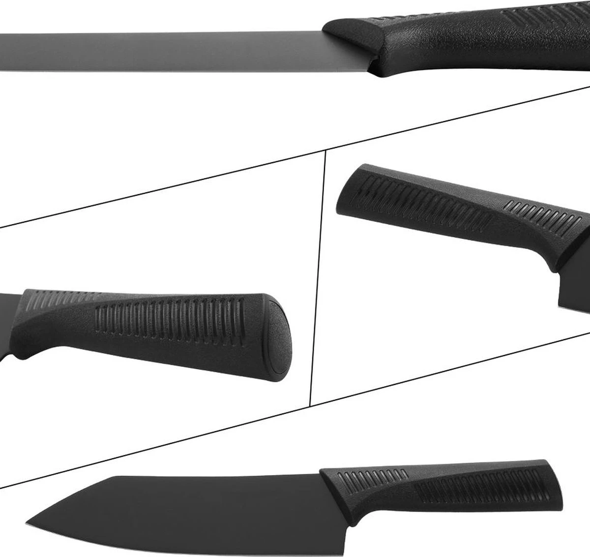 Merkloos Luxe Messenset - Met Houten Blok - 13-Delig - Met Schaar - Zwart/ RVS – Moderne Keukenmessen - Professionele Koksmessen 4 Merkloos Luxe Messenset - Met Houten Blok - 13-Delig - Met Schaar - Zwart/ RVS – Moderne Keukenmessen - Professionele Koksmessen - Afbeelding 2