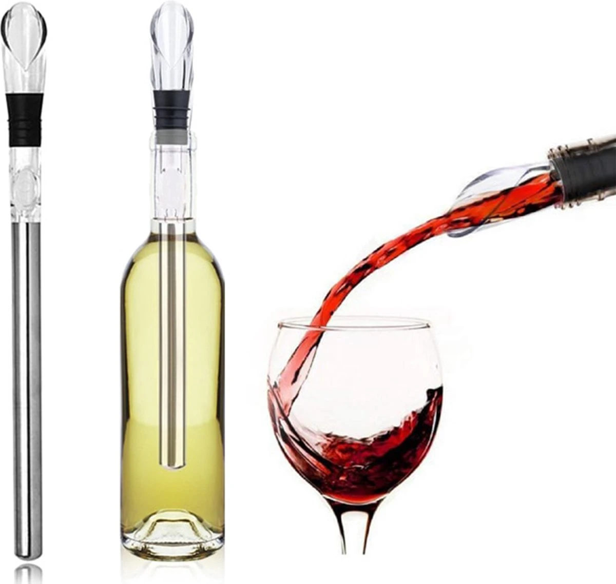 Wijnkoeler Stick - Wijn Koeler Staaf - Wijn Fles Koeler - Wijnschenker - Cadeautip 3 Wijnkoeler Stick - Wijn Koeler Staaf - Wijn Fles Koeler - Wijnschenker - Cadeautip