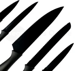 Merkloos MDO Luxe Messenset - 5-delig - Santoku-mes - Broodmes - Vleesmes - Schilmes - RVS - Antikleeflaag - Zwart -Skimask 1200x1141 1