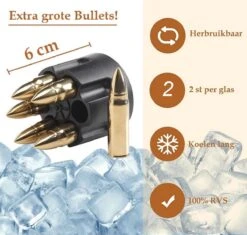 Whiskey Stones Set BULLETS – Kogel Whisky Stenen - Luxe Cadeau Set Man Vrouw - Valentijn - Herbruikbare Ijsblokjes – Goud Qwality -Skimask 1200x1144 5