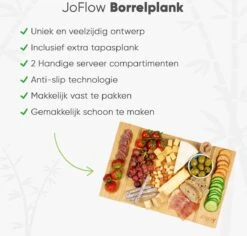 JoFlow® Premium Borrelplank Of Tapasplank Bamboe Hout | Kaasplank Of Serveerplank| INCL. EXTRA Tapas Schaaltje -Skimask 1200x1145 25