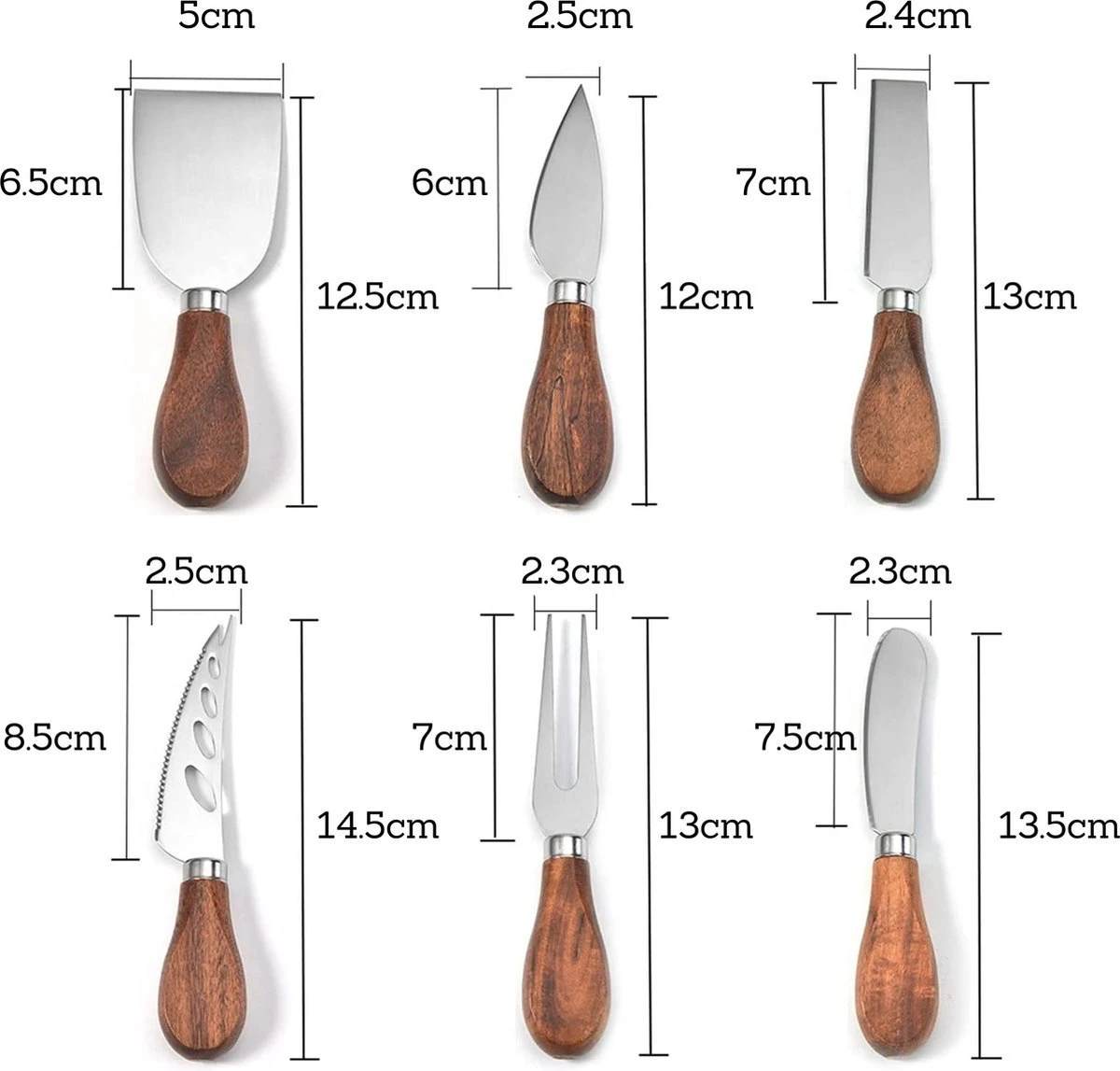 Merkloos Professionele Kaasmessen Set 6- Delig - Acacia Hout - Kaasplank - RVS - Kaasmes Met Houten Handvat - Kaasschaaf Voor Kaas - Restaurants - Cheese Lovers 4 Merkloos Professionele Kaasmessen Set 6- Delig - Acacia Hout - Kaasplank - RVS - Kaasmes Met Houten Handvat - Kaasschaaf Voor Kaas - Restaurants - Cheese Lovers - Afbeelding 2