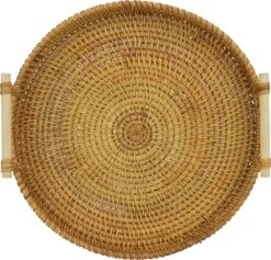 QUVIO Dienblad Met Handvaten - Schaal - Decoratieve Dienbladen - Presenteerblad - Sierschaal - Serveerschaal - Woonaccessoires - Rond - Diameter Van 28 Cm - Rotan - Lichtbruin -Skimask 1200x1150 14