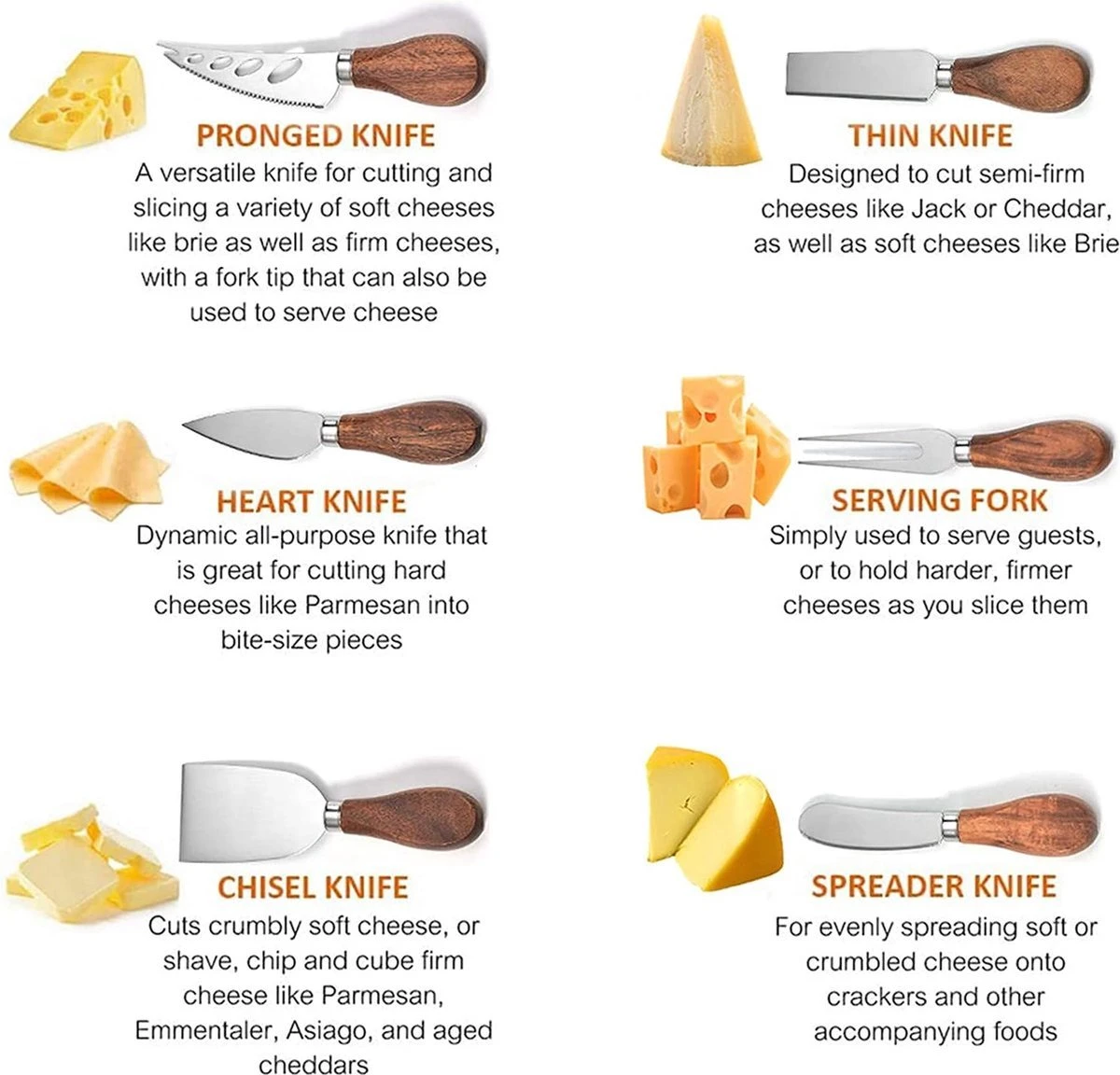 Merkloos Professionele Kaasmessen Set 6- Delig - Acacia Hout - Kaasplank - RVS - Kaasmes Met Houten Handvat - Kaasschaaf Voor Kaas - Restaurants - Cheese Lovers 5 Merkloos Professionele Kaasmessen Set 6- Delig - Acacia Hout - Kaasplank - RVS - Kaasmes Met Houten Handvat - Kaasschaaf Voor Kaas - Restaurants - Cheese Lovers - Afbeelding 3