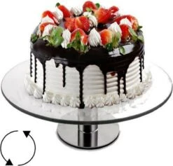 Taartplateau Op Voet | Draaibaar | Taartplateau Glas | Roterend | Decoratie | Presenteren |