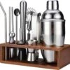 Cocktail Set - Met Bamboe Standaard - 13 Delig - 550 Ml - Roestvrij Staal - Cadeau - Verjaardagscadeau - Cocktails - Cocktailset - Shaker - Luxe Cocktailset - Kerst - Kerstmis -Skimask 1200x1155 13