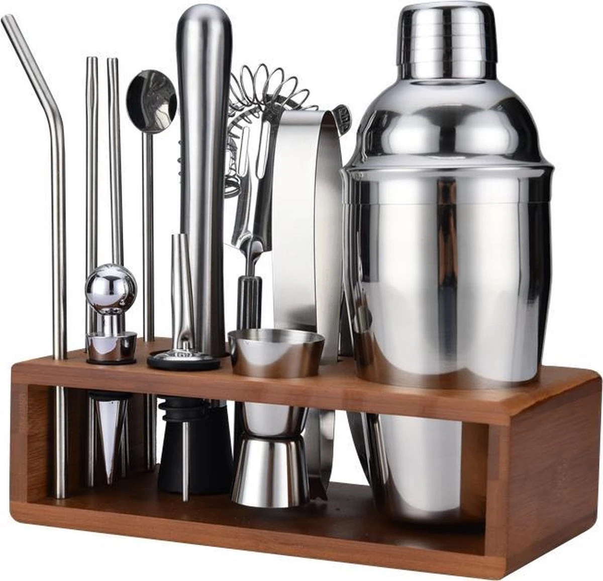 Cocktail Set - Met Bamboe Standaard - 13 Delig - 550 Ml - Roestvrij Staal - Cadeau - Verjaardagscadeau - Cocktails - Cocktailset - Shaker - Luxe Cocktailset - Kerst - Kerstmis 3 Cocktail Set - Met Bamboe Standaard - 13 Delig - 550 Ml - Roestvrij Staal - Cadeau - Verjaardagscadeau - Cocktails - Cocktailset - Shaker - Luxe Cocktailset - Kerst - Kerstmis