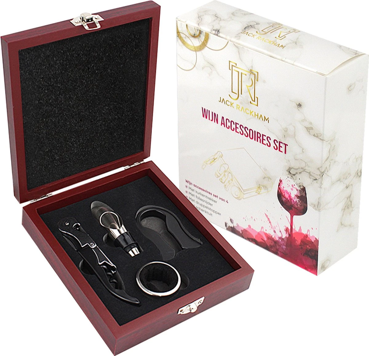 Wijnset - Wijn Accessoires - Geschenkset - Kurkentrekker - Druppelstopper - Wijnopener - Foliesnijder - Jack Rackham 11 Wijnset - Wijn Accessoires - Geschenkset - Kurkentrekker - Druppelstopper - Wijnopener - Foliesnijder - Jack Rackham - Afbeelding 9