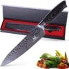 Master Knives Professioneel Japans Koksmes 20 CM - Keukenmes Van Hoogwaardig Damascus Patroon - Ergonomisch Houten Handvat -Skimask 1200x1156