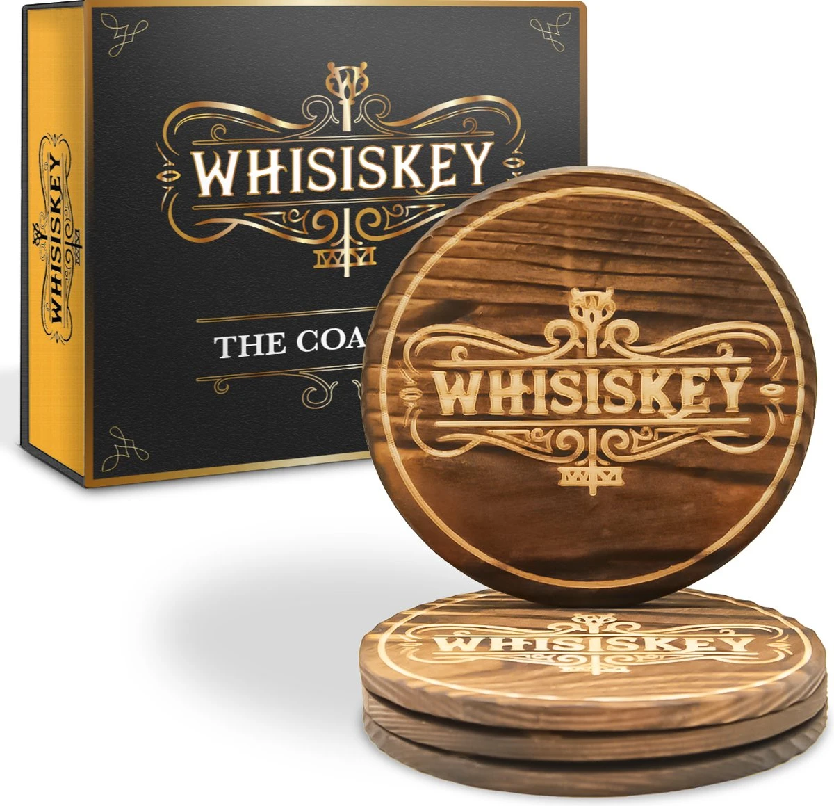 Whisiskey Onderzetters - Hout - Whisky Onderzetter - Onderzetters Voor Glazen - Onderzetters Design - Whiskey Glazen - Cadeau Voor Man & Vrouw 3 Whisiskey Onderzetters - Hout - Whisky Onderzetter - Onderzetters Voor Glazen - Onderzetters Design - Whiskey Glazen - Cadeau Voor Man & Vrouw