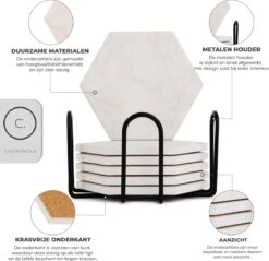 Castagnola Keramische Onderzetters Met Houder – Onderzetters Voor Glazen – Onderzetters Design – Onderzettersset – Drink Onderzetters – Keramisch – Kurk – Set Van 6 – Offwhite -Skimask 1200x1160 11