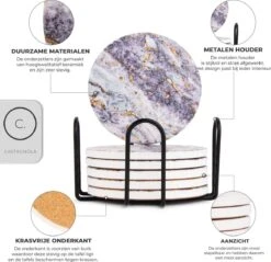 Castagnola Keramische Onderzetters Met Houder – Onderzetters Voor Glazen – Onderzetters Design – Onderzettersset – Drink Onderzetters – Keramisch – Kurk – Set Van 6 – Grijs/Goud 14 Castagnola Keramische Onderzetters Met Houder – Onderzetters Voor Glazen – Onderzetters Design – Onderzettersset – Drink Onderzetters – Keramisch – Kurk – Set Van 6 – Grijs/Goud -Skimask 1200x1160 13