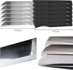 Solingen Kartelmes - Tomatenmes Met Kartel - RVS - 18,5 Cm Met "Blade Cover" - Zwart Glitter - 6 Stuks -Skimask 1200x1161 1