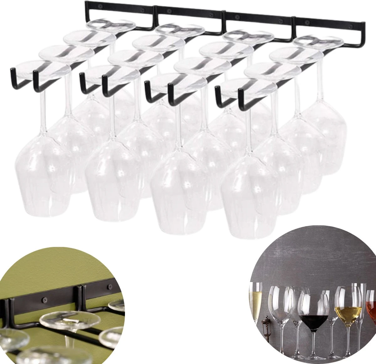 Wijnglazenhouder Voor Aan De Muur | Wijnglazen Rek | 16 Glazen | Ophangrek Wijnglazen | Ophangrek Glazen | Ophangrek | Wijnglas Rek | Wijnglas Houder | Zwart 3 Wijnglazenhouder Voor Aan De Muur | Wijnglazen Rek | 16 Glazen | Ophangrek Wijnglazen | Ophangrek Glazen | Ophangrek | Wijnglas Rek | Wijnglas Houder | Zwart