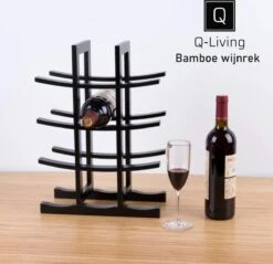 Q-Living Wijnrek - Wijnrek Design - Flessenrek - Wijnfleshouder - Wijnflessenrek - Zwart Bamboe - 12 Flessen 10 Q-Living Wijnrek - Wijnrek Design - Flessenrek - Wijnfleshouder - Wijnflessenrek - Zwart Bamboe - 12 Flessen -Skimask 1200x1161 9