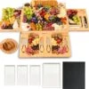 Tapasplank - Borrelplank - Serveerplank - Kaasplank - Hapjesplank - Inclusief Kaasmesjes - Taspasplank Bamboe - Borrelplank Rond - Inclusief Ebook - 41 Cm -Skimask 1200x1163 10