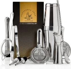 Cocktail Set Bartender Pros™ - Cocktail Shaker - 11-Delige Cocktailset - Boston Shaker - Cocktailshaker - Zilver - RVS