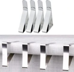 Merkloos 4 Stuks - Tafelklemmen - RVS - Tafelkleedklemmen - Stevige Klemmen - Klemmen Voor Tafelkleed - Vastmaken Van Tafelkleed - Antiwind -Skimask 1200x1166 16