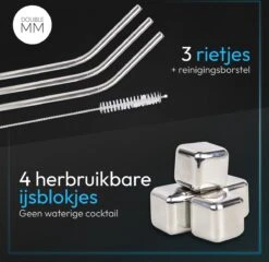 DoubleMM Cocktailset 18 Delig - Cocktail Shaker Set - Bartender - Inclusief Stamper, Rietjes, Stamper, Jigger En Herbruikbare Rvs Ijsblokjes - Plus Cocktail Recepten App -Skimask 1200x1166 5