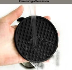 Castagnola Siliconen Onderzetters Met Houder – Onderzetters Voor Glazen – Onderzetters Design – Onderzettersset – Drink Onderzetters – Hoogwaardige Siliconen – Set Van 14 – Zwart -Skimask 1200x1167 15