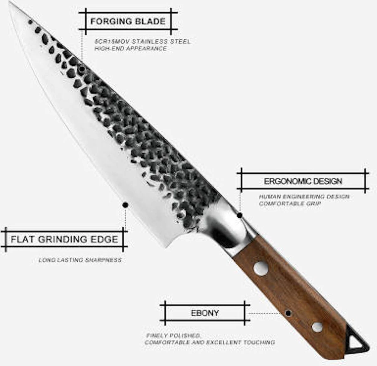Koks Mes - Slagersmes - Handmade - Chef Knife - BBQ - Mes - Mannen - Koken - Carbon Staal - Stoer - Handgemaakt - Koksmes - CADEAU TIP! 7 Koks Mes - Slagersmes - Handmade - Chef Knife - BBQ - Mes - Mannen - Koken - Carbon Staal - Stoer - Handgemaakt - Koksmes - CADEAU TIP! - Afbeelding 5
