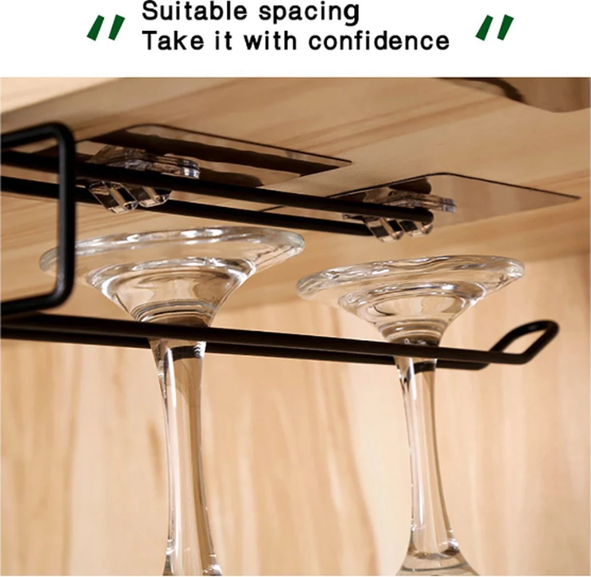 Wijnglazenhouder - Ophangrek Wijnglazen - Wijnrek - Glazenrek Hangend - Wijnglazen Ophangen - Mat Zwart Metaal 6 Wijnglazenhouder - Ophangrek Wijnglazen - Wijnrek - Glazenrek Hangend - Wijnglazen Ophangen - Mat Zwart Metaal - Afbeelding 4