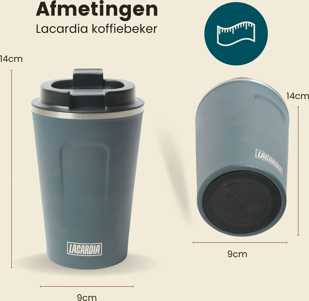 LaCardia Koffiebeker To Go Premium Blauw – Thermosbeker – Theebeker – 380ML – Herbruikbaar 8 LaCardia Koffiebeker To Go Premium Blauw – Thermosbeker – Theebeker – 380ML – Herbruikbaar - Afbeelding 6
