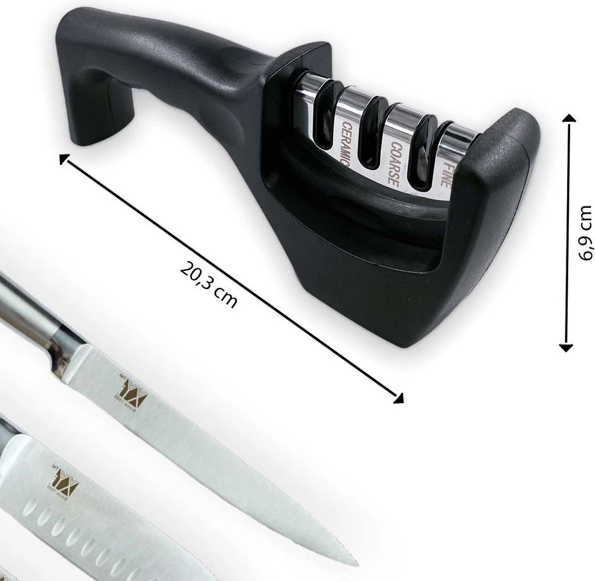 Prenefits Messenslijper - Zwart - 3 Standen - Professionele Messen Slijper - Antislip - Knife Sharpener 4 Prenefits Messenslijper - Zwart - 3 Standen - Professionele Messen Slijper - Antislip - Knife Sharpener - Afbeelding 2