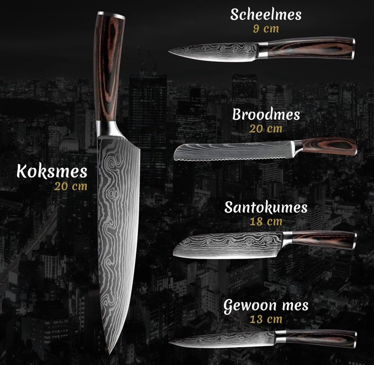 BBQ Meating® 8 Delige Professionele Messenset – Koksmessen - Japanse Messen – Gift Box - ZONDER BLOK 7 BBQ Meating® 8 Delige Professionele Messenset – Koksmessen - Japanse Messen – Gift Box - ZONDER BLOK - Afbeelding 5