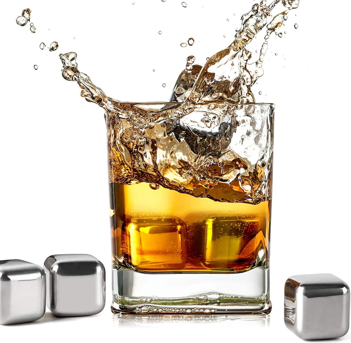 BOTC RVS Whiskey Stones Set - 9 Delig Whisky Stenen Met Ijs Tang - Herbruikbare Ijsblokjes - Metalen Ice Cubes Herbruikbaar 7 BOTC RVS Whiskey Stones Set - 9 Delig Whisky Stenen Met Ijs Tang - Herbruikbare Ijsblokjes - Metalen Ice Cubes Herbruikbaar - Afbeelding 5