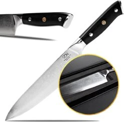 Chefmes Damaststaal VDN Elegance Serie - Koksmes Van VG-10 Super Japans Staal - Professioneel Mes Met 66 Lagen Staal – 32.5 Cm Mes - 21 Cm Lemmet - 60-62 HRC Inclusief Giftbox