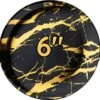 50 Marble Design Herbruikbare Feest Borden 6" - Goud En Zwart Premium Borden - Verjaardag, Feesten, Bbq Enz - Wegwerp Ronde Borden