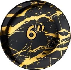 50 Marble Design Herbruikbare Feest Borden 6" - Goud En Zwart Premium Borden - Verjaardag, Feesten, Bbq Enz - Wegwerp Ronde Borden