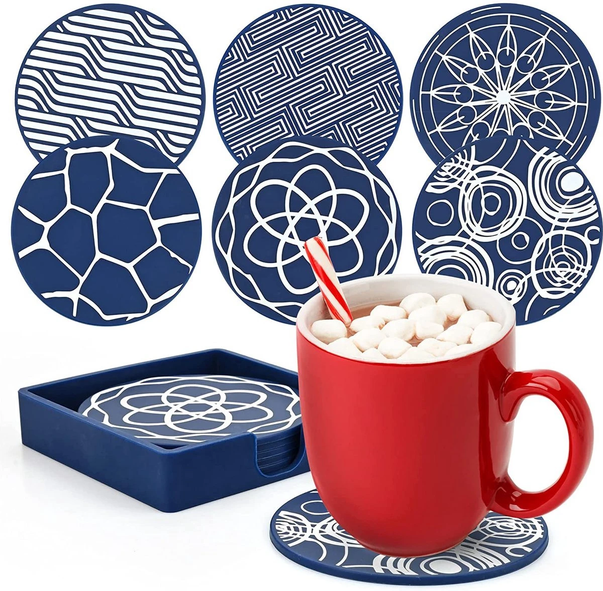 BOTC Onderzetters Met Houder - Set Van 6 - Onderleggers Voor Glazen - Glasonderzetters Voor Op Tafel - Coasters 4 BOTC Onderzetters Met Houder - Set Van 6 - Onderleggers Voor Glazen - Glasonderzetters Voor Op Tafel - Coasters - Afbeelding 2