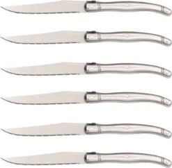 KitchenMonster® Steakmessen Laguiole Deluxe - Messenset 6 Stuks - RVS Steakmessen Vaatwasserbestendig -Skimask 1200x1176 2