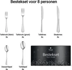 Perow 8 Persoons Bestekset - 48 Delig - 18/10 Edelstaal - Lepels, Messen, Vorken & Steakmessen - Vaatwasser Bestendig - Zilver 17 Perow 8 Persoons Bestekset - 48 Delig - 18/10 Edelstaal - Lepels, Messen, Vorken & Steakmessen - Vaatwasser Bestendig - Zilver -Skimask 1200x1177 2