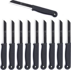 Solingen Kartelmes - Tomatenmes Met Kartel - RVS - 18,5 Cm Met "Blade Cover" - Zwart - 10 Stuks