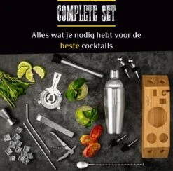 Mellian - Cocktail Set - 15-delige Cocktail Shaker Set - Inclusief Bamboe Standaard & Menukaart -Skimask 1200x1183 6