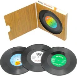 Merkloos Vinyl Platen Onderzetters Voor Glazen | LP Onderzetters (6 Stuks) | Onderzetters Met Anti-slip -Skimask 1200x1184 24