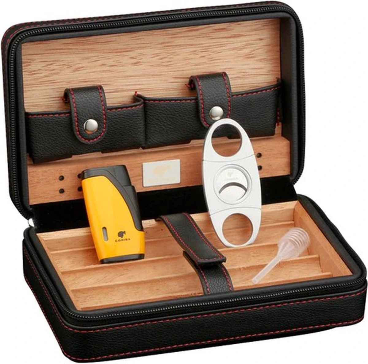 Luxe Humidor Sigaren Set - Sigarendoos Leer Zwart - Sigarenkoker - Cabinet - Reis - Cadeauset - Incl. Accessoires 3 Luxe Humidor Sigaren Set - Sigarendoos Leer Zwart - Sigarenkoker - Cabinet - Reis - Cadeauset - Incl. Accessoires