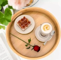 OMID HOME® Bamboe Dienblad Rond - Ø30 Cm - Rond Koffie / Thee Dienblad - Dienblad Met Handvatten - Bamboe Hout - 30 X 30 X 5 Cm -Skimask 1200x1187 25