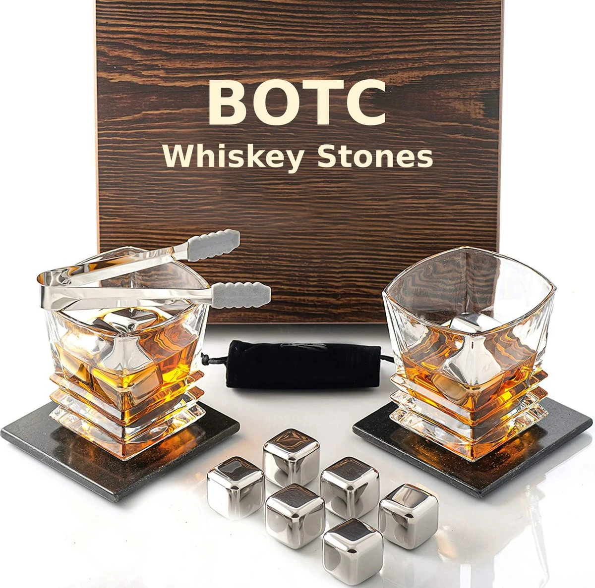 BOTC RVS Whiskey Stones Set - 9 Delig Whisky Stenen Met Ijs Tang - Herbruikbare Ijsblokjes - Metalen Ice Cubes Herbruikbaar 3 BOTC RVS Whiskey Stones Set - 9 Delig Whisky Stenen Met Ijs Tang - Herbruikbare Ijsblokjes - Metalen Ice Cubes Herbruikbaar