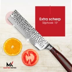 Master Knives Professioneel Japans Koksmes 20 CM - Keukenmes Van Hoogwaardig Damascus Staal - Ergonomisch Houten Handvat -Skimask 1200x1188 1