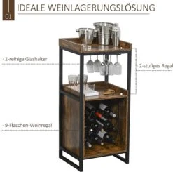 IN.HOMEXL Boxwel - Wijnkast - Wijnrek Metaal - Hout - Industrieel Kast - Voor 9 Flessen - 113 X 52 X 40 Cm Hout - Bruin/ Zwart -Skimask 1200x1189 7